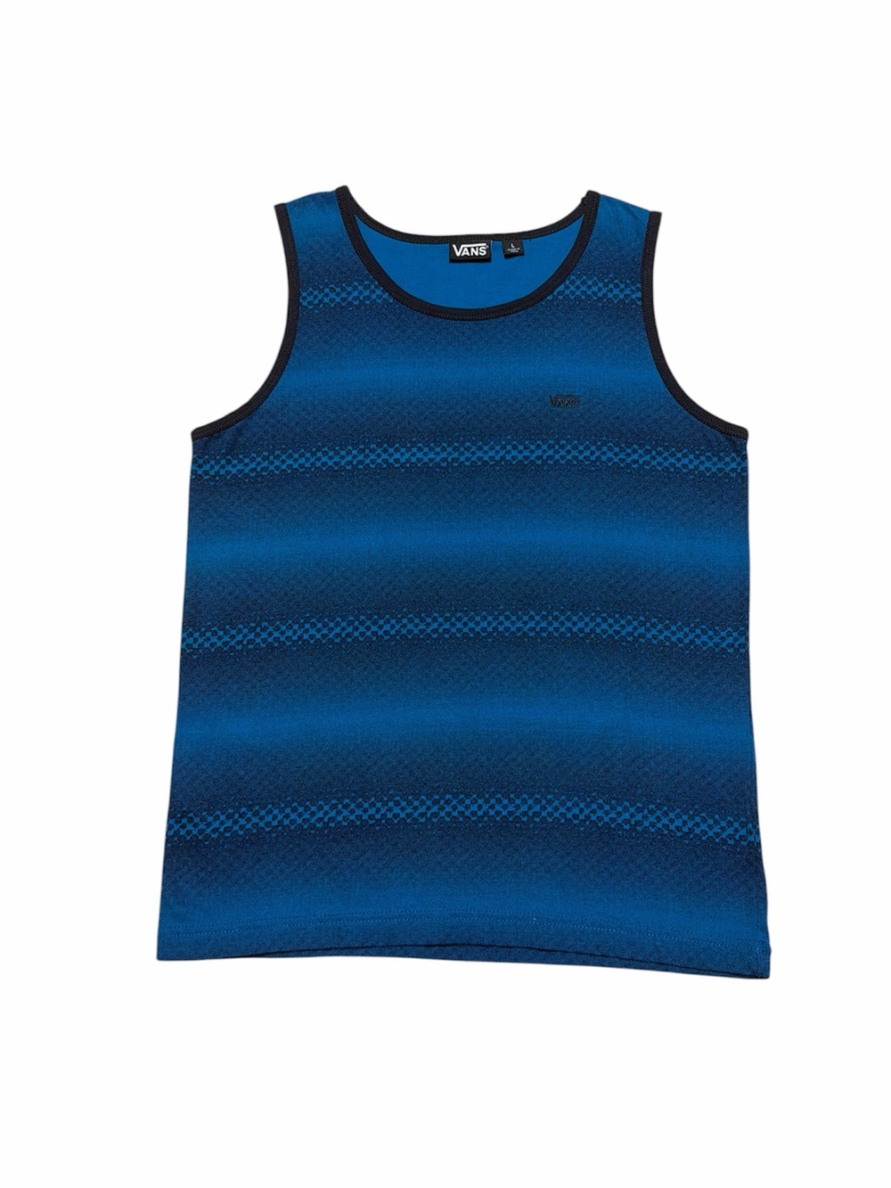 Vans Tank Top Youth Boys L Blue Checkerboard Sleeveless T Shirt Casual